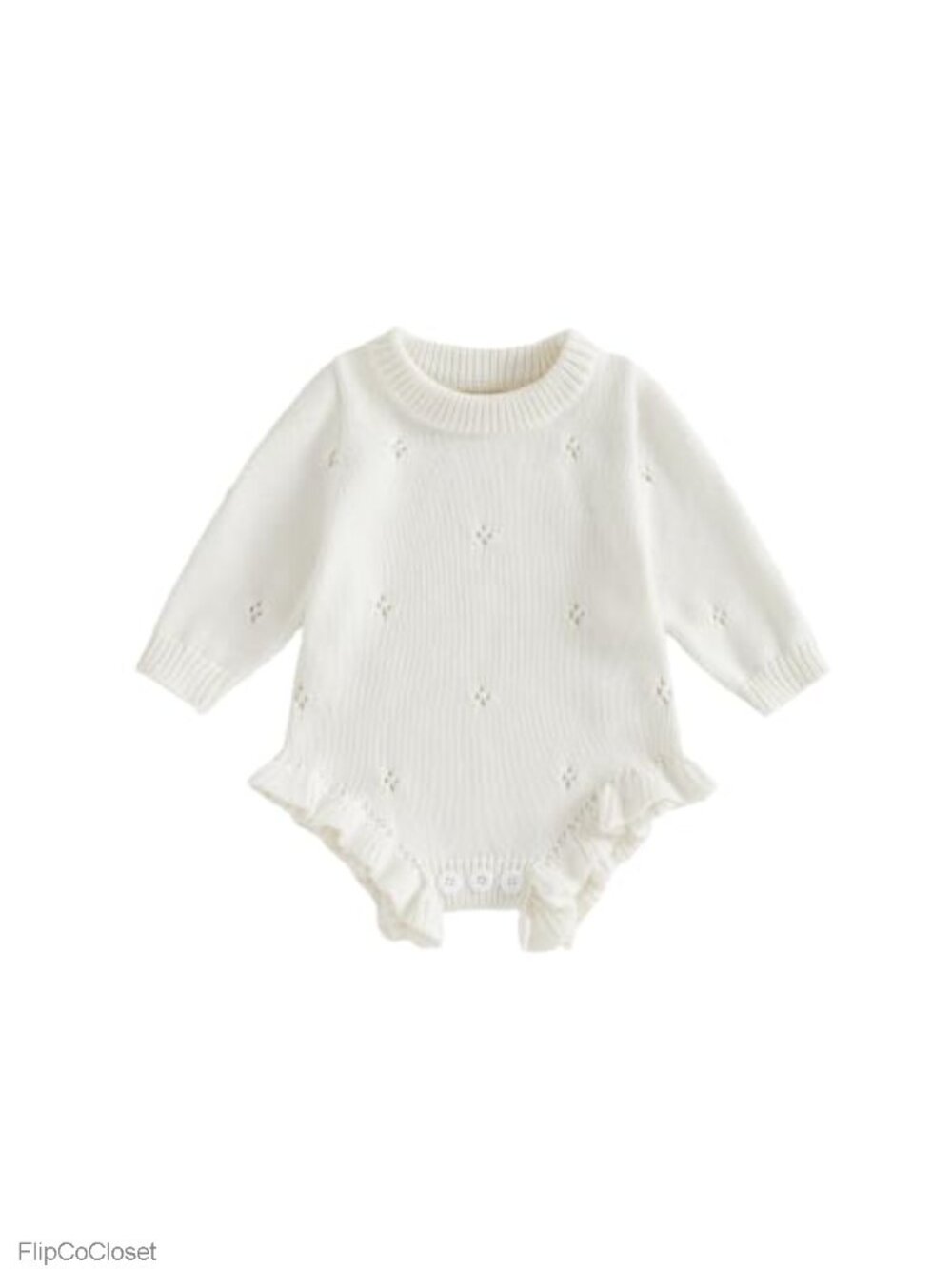 Newborn Girl Coming Home Outfit Ruffle Knit Sweater Romper Set